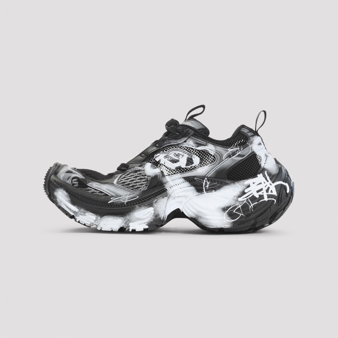 Balenciaga Graffiti-Patterned Sculpted-Sole Sneakers
