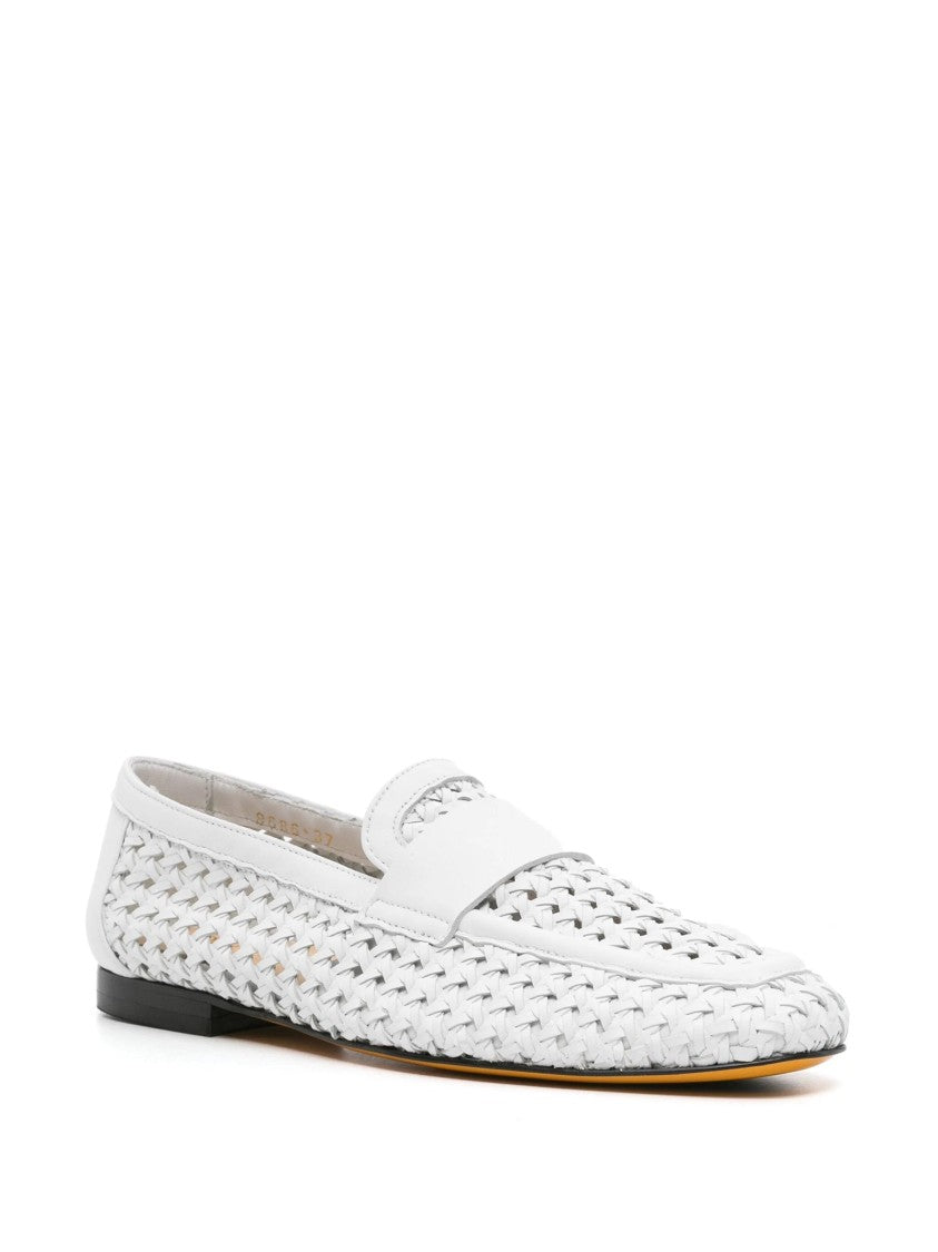 Doucal's Woven Leather Moccasins With Smooth Vamp Strap