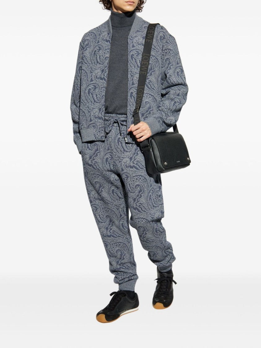 Etro Steel Blue Paisley Pattern Knitwear