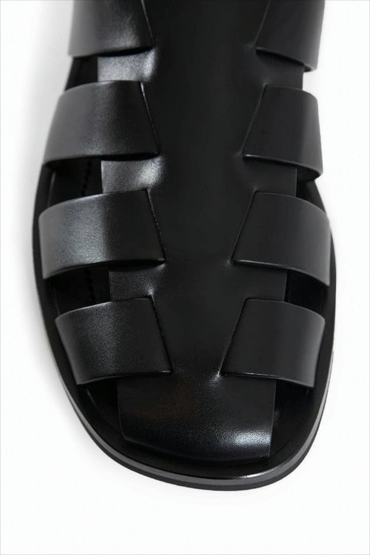 Prada Woven Strap Black Leather Mules