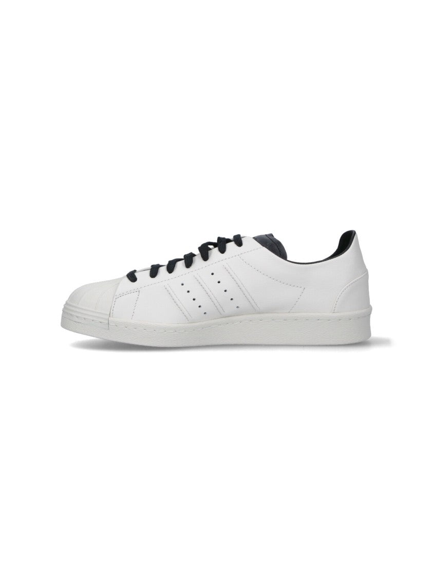 Y-3 Contrast-Detail White Leather Y-3 Superstar Sneakers