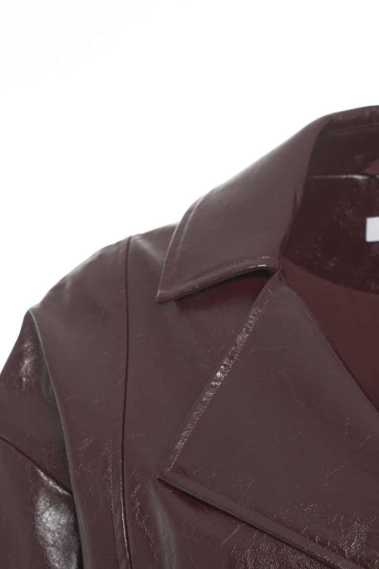 Liu Jo Cropped Biker Jacket In Glossy Faux Leather