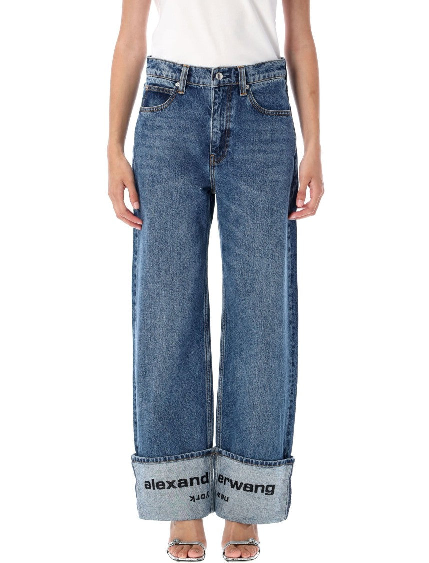 Alexander Wang Mid Rise Straight Jean With Embroidered