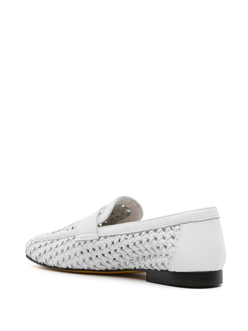 Doucal's Woven Leather Moccasins With Smooth Vamp Strap