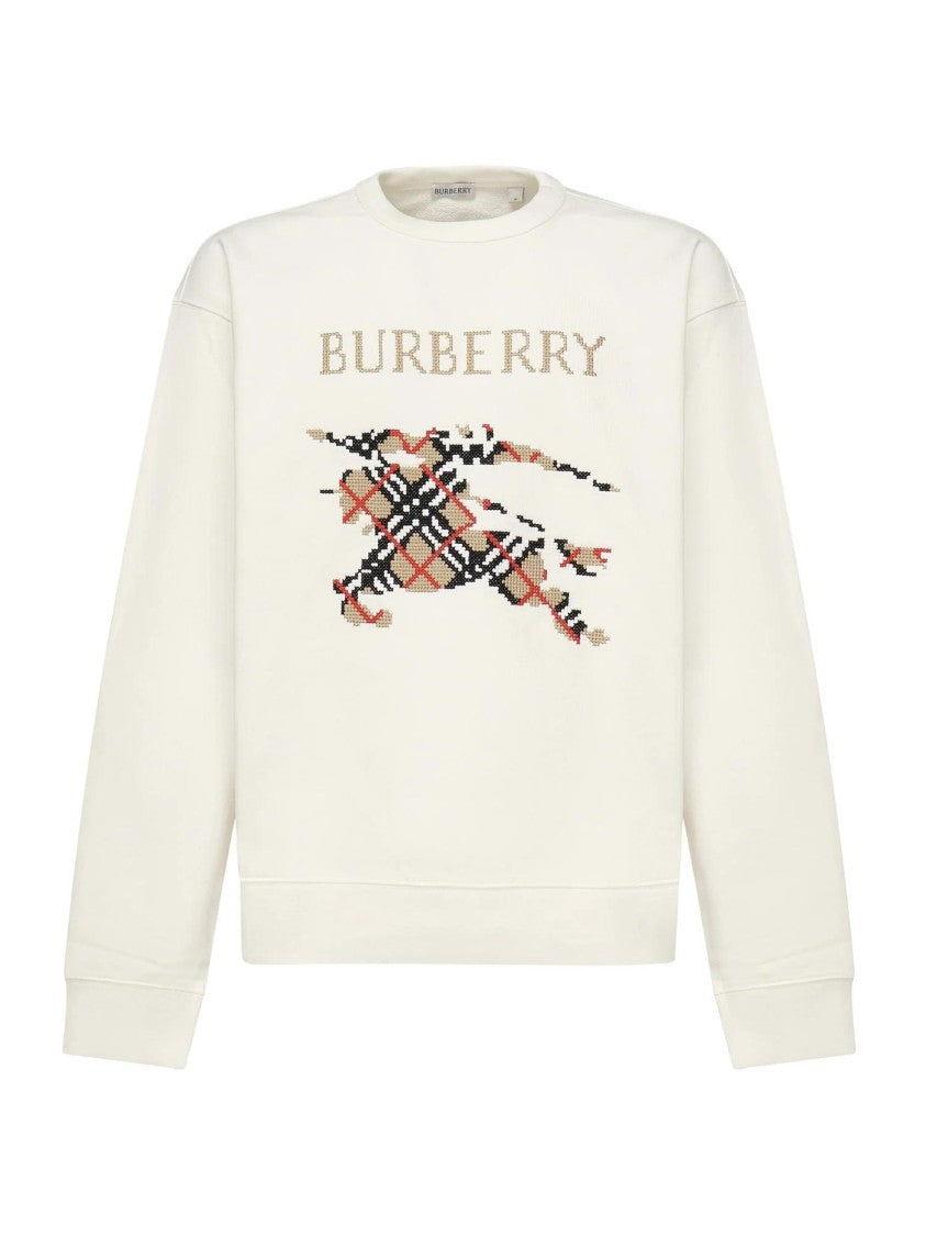 Burberry Pixelated Equestrian Logo Cotton Sweatshirt