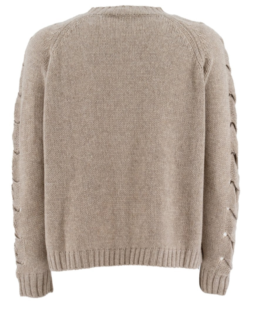 Le Tricot Perugia Cable Knit Cashmere Sweater In Light Mocha