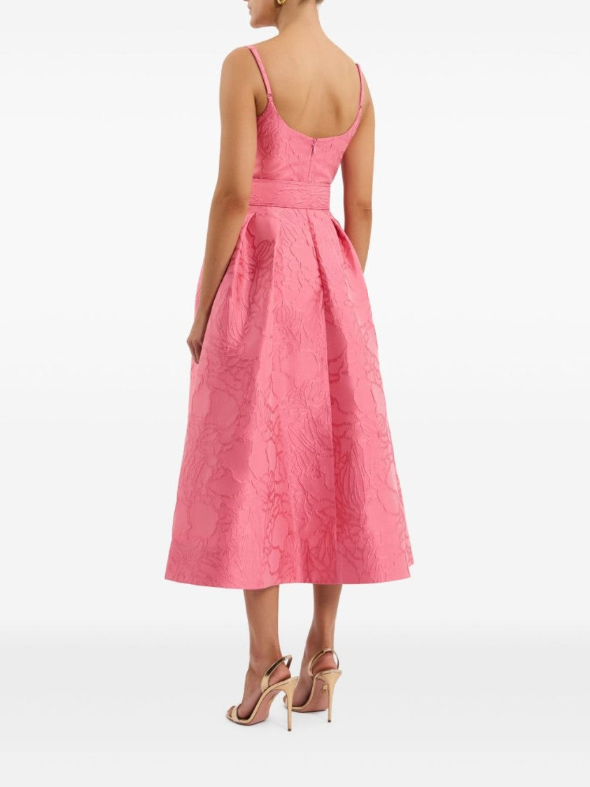Rebecca Vallace Textured Floral Jacquard Midi Dress