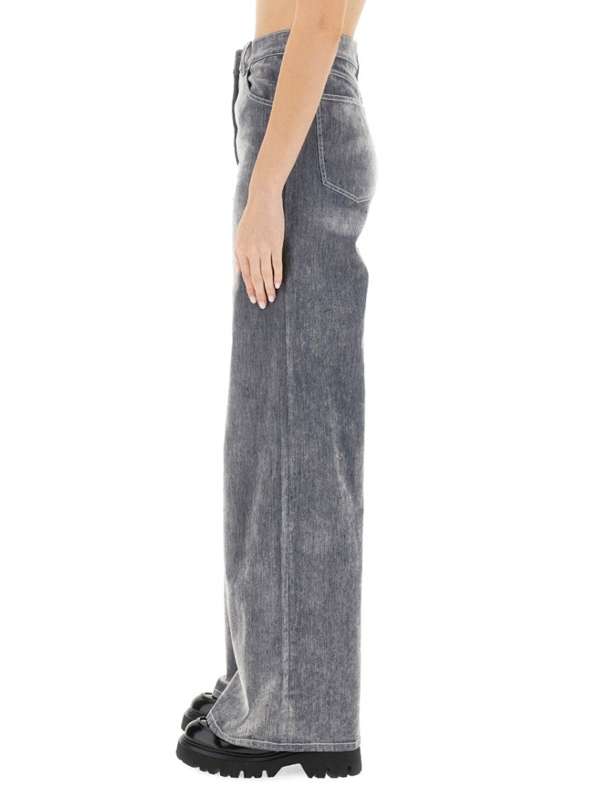 Msgm High-Waisted Wide-Leg Denim Pants With Classic Five-Pocket Design