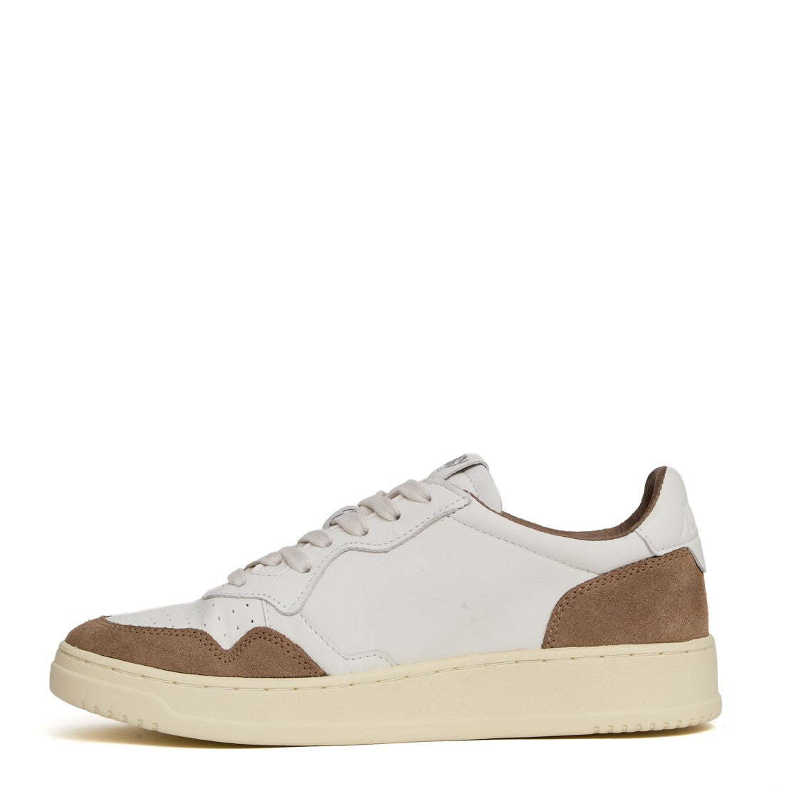 Autry Medalist Low Sneakers In White Leather And Suede, Tobacco