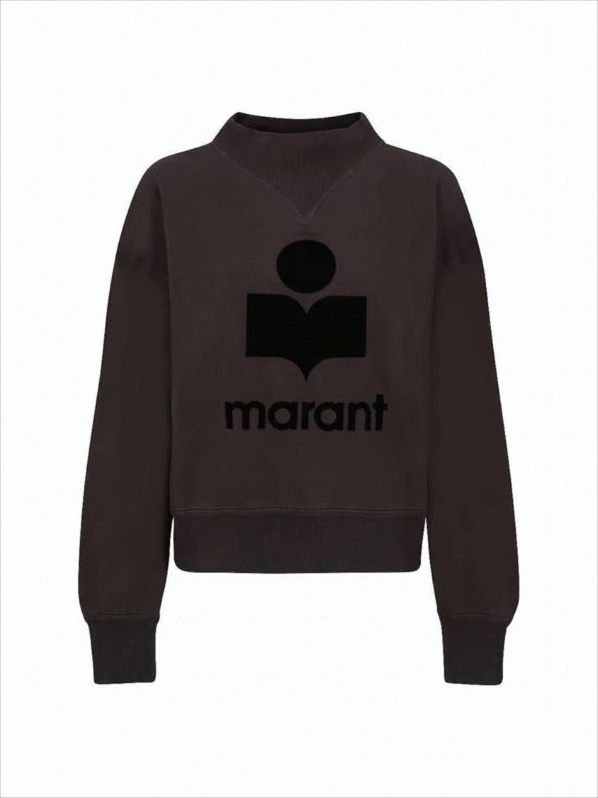 Isabel Marant Cropped Black Long-Sleeved Sweatshirt With Textured Logo