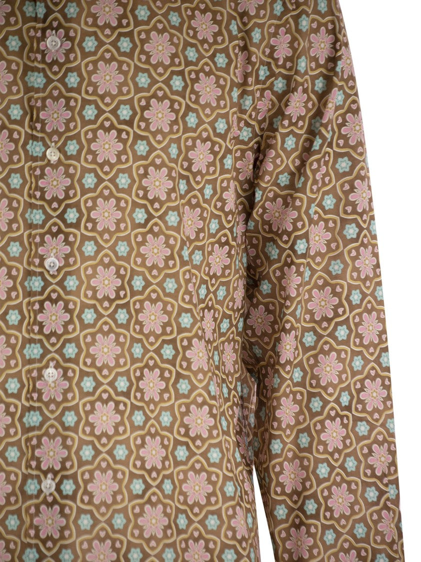 Fedeli Printed Stretch Cotton Voile Shirt