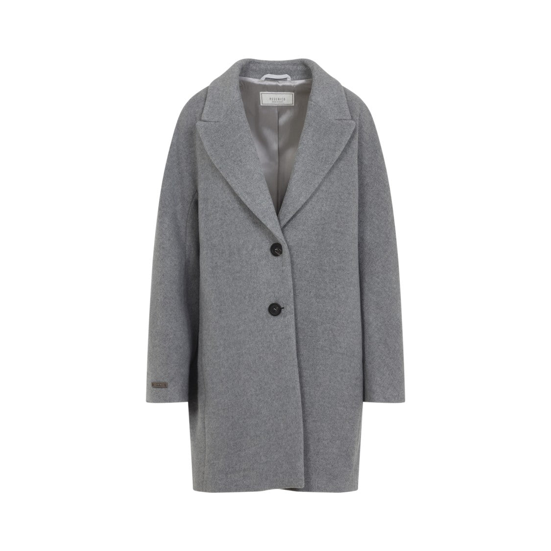 Peserico Cocoon Grey Virgin Wool Coat