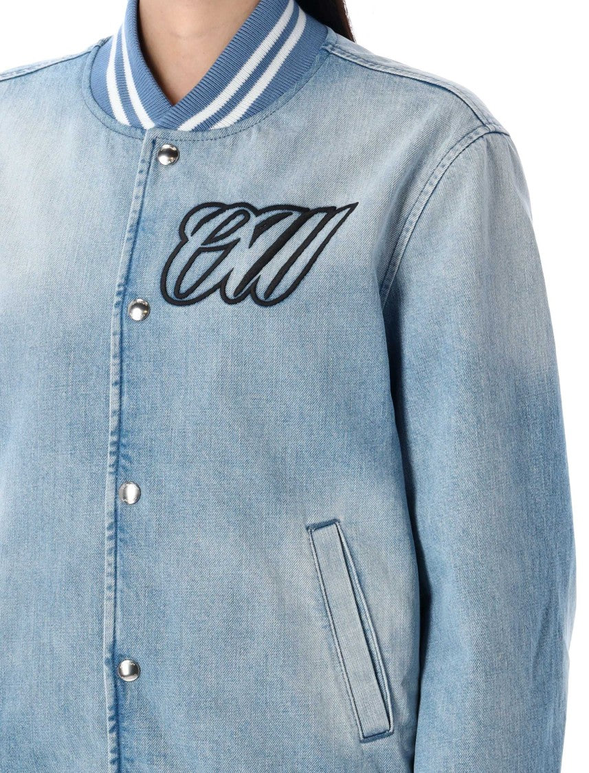 Off-White Light Blue Denim Bomber Jacket