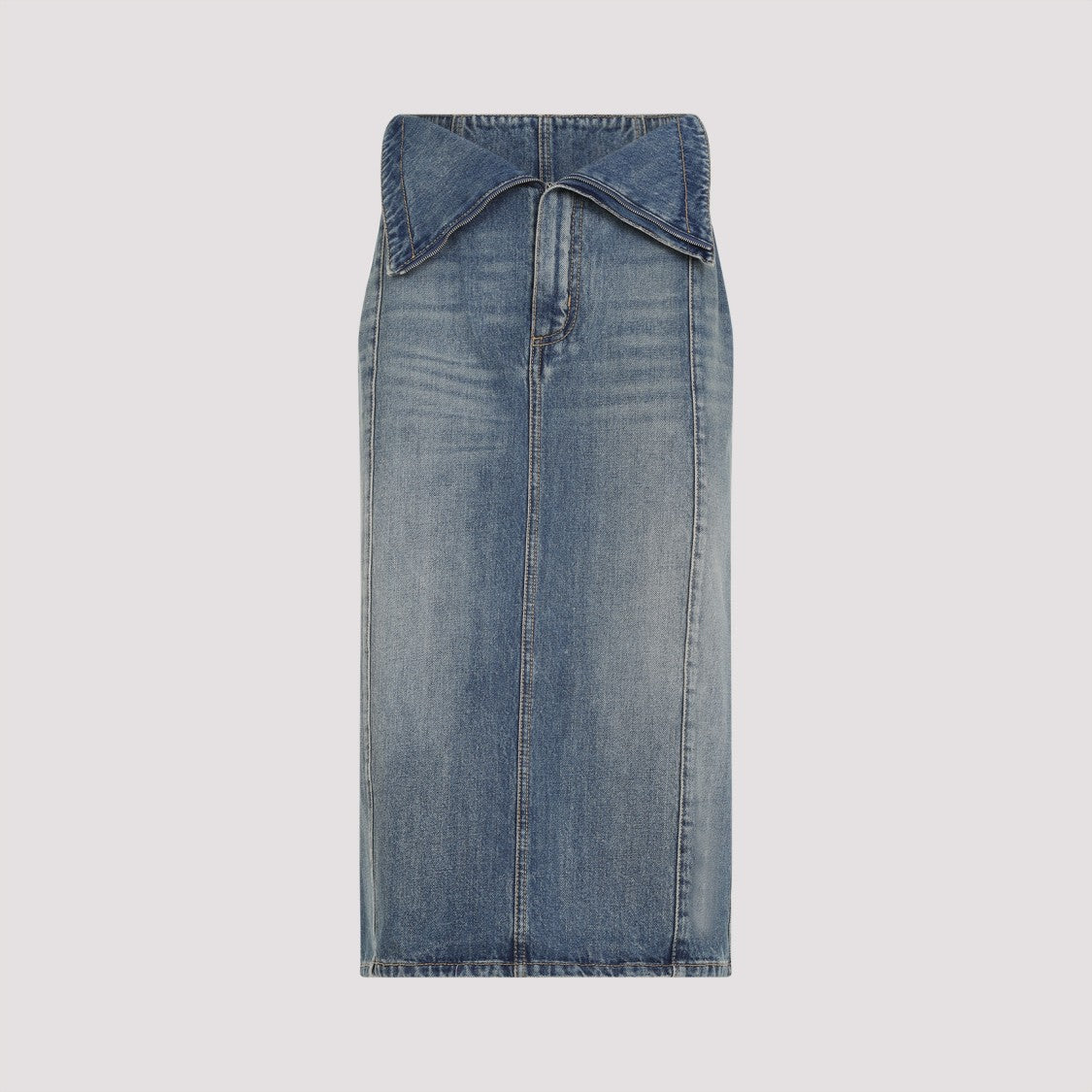 Alexander Mcqueen Blue Cotton Midi Skirt