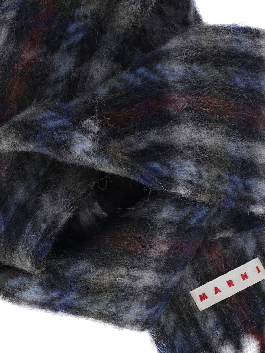 Marni Multicolor Striped Logo Scarf