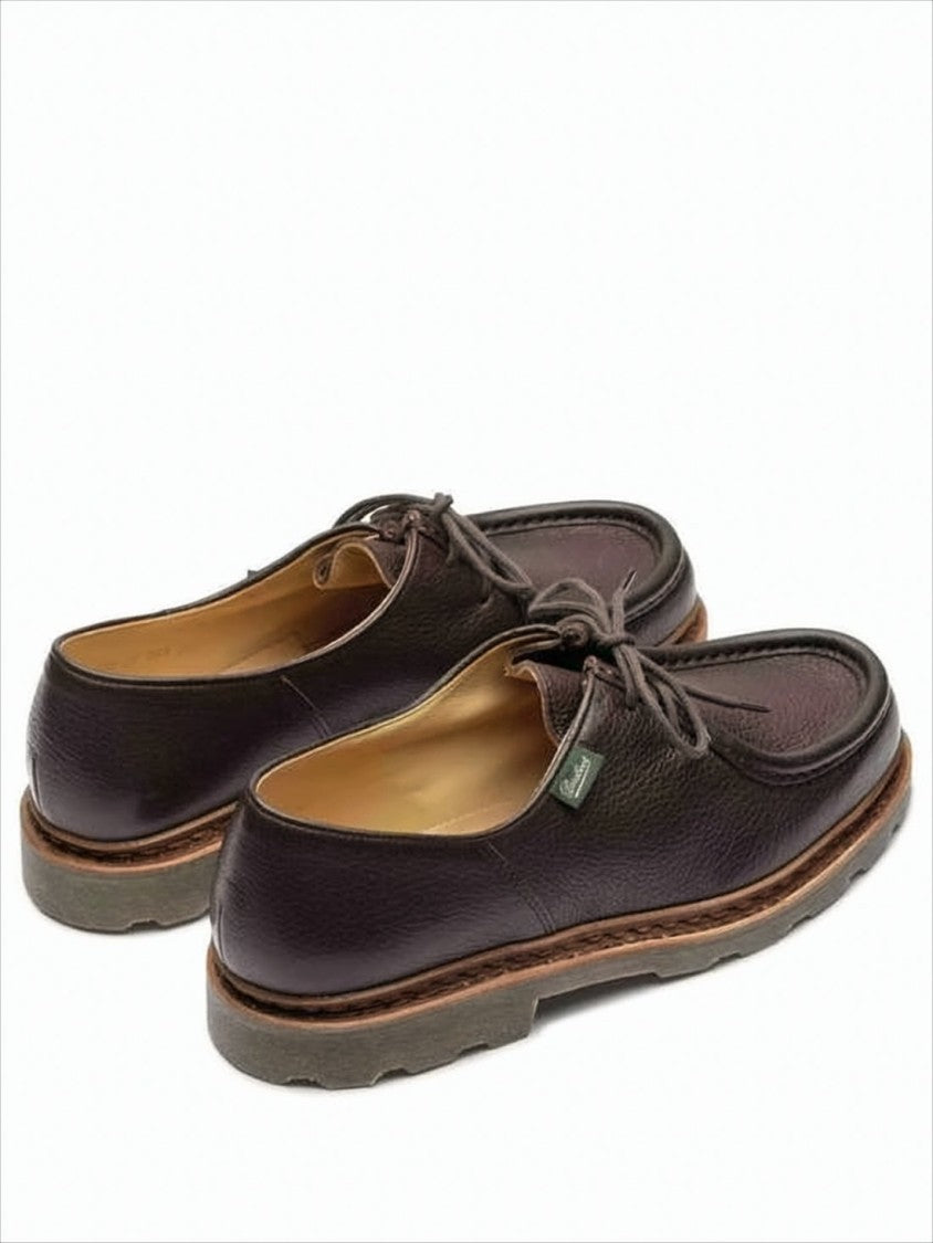 Paraboot Moccasin Toe Dress Shoes With Textured Leather Upper