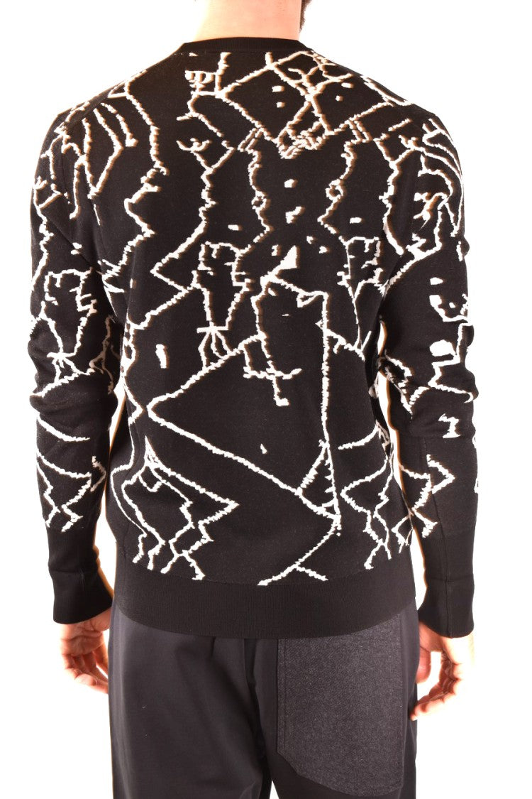 Neil Barrett Abstract Pattern Crew Neck Knitwear In Black