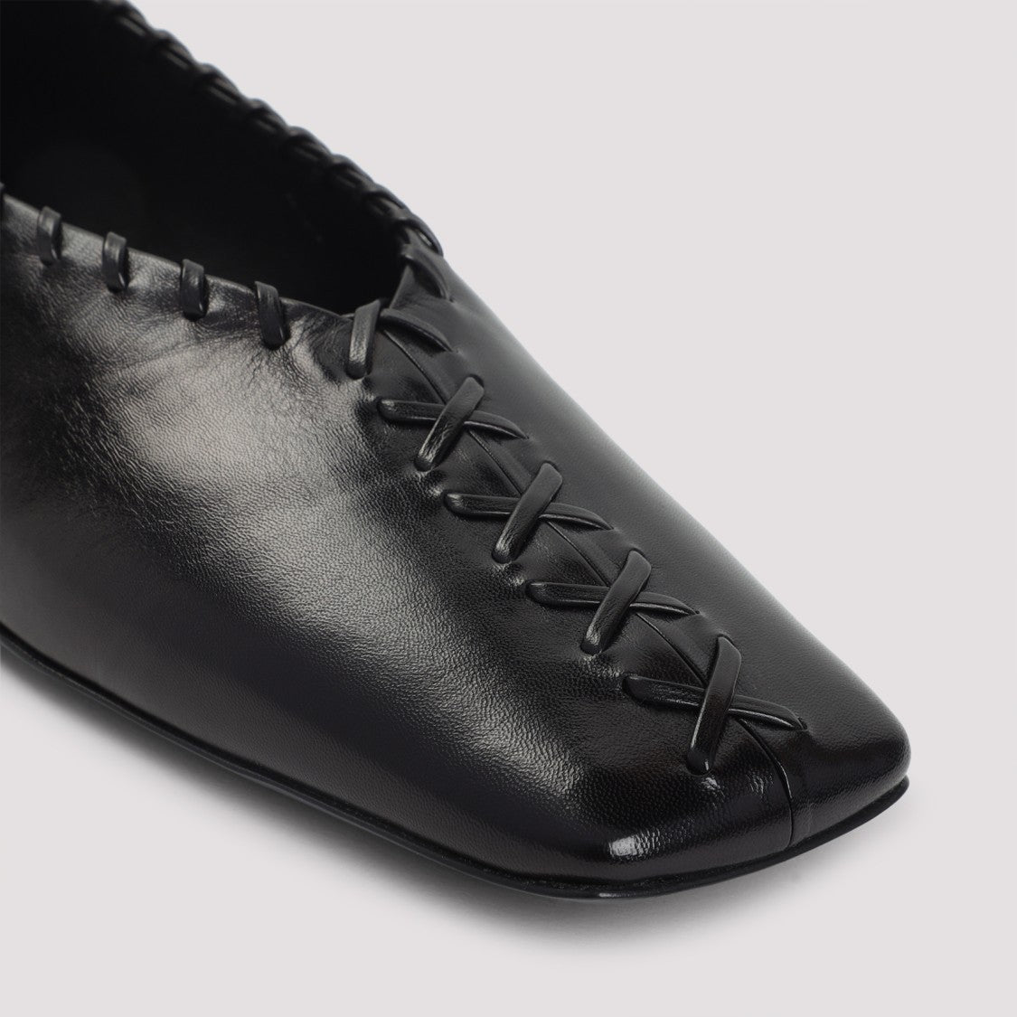 Jil Sander Pointed Toe Flats With Woven Detailing