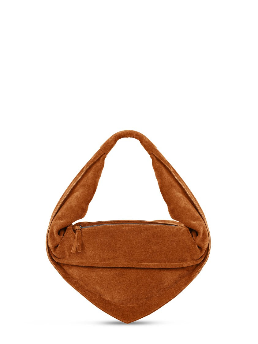 Federico Cina Triangular Suede Leather Hobo Bag