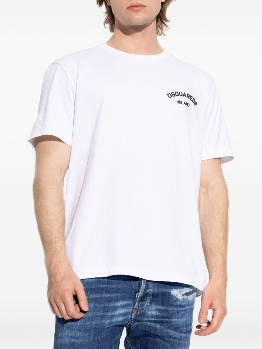 Dsquared2 White Cotton T-Shirt With Logo Print