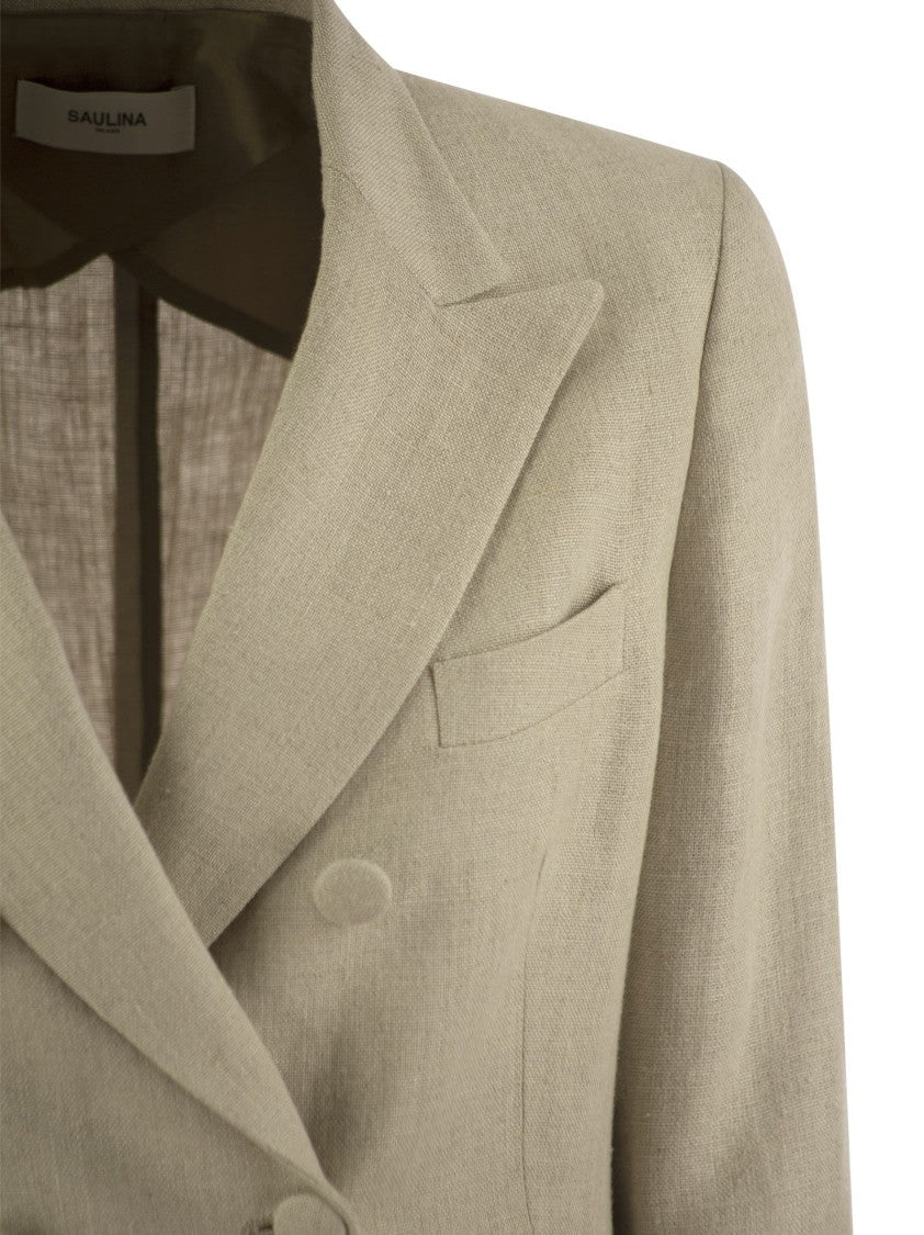 Saulina Anna - Double-Breasted Linen Jacket