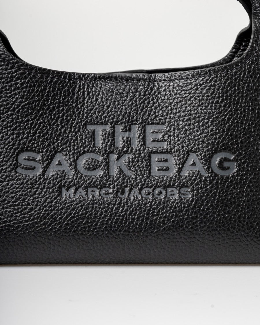 Marc Jacobs Semi-Circular Black Leather Shoulder Bag With Embossed Branding