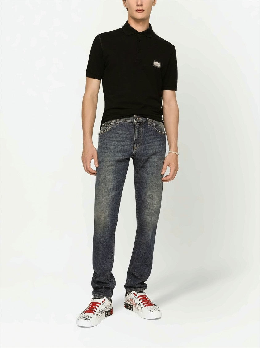 Dolce & Gabbana Collared Black Polo Shirt With Tailored Fit