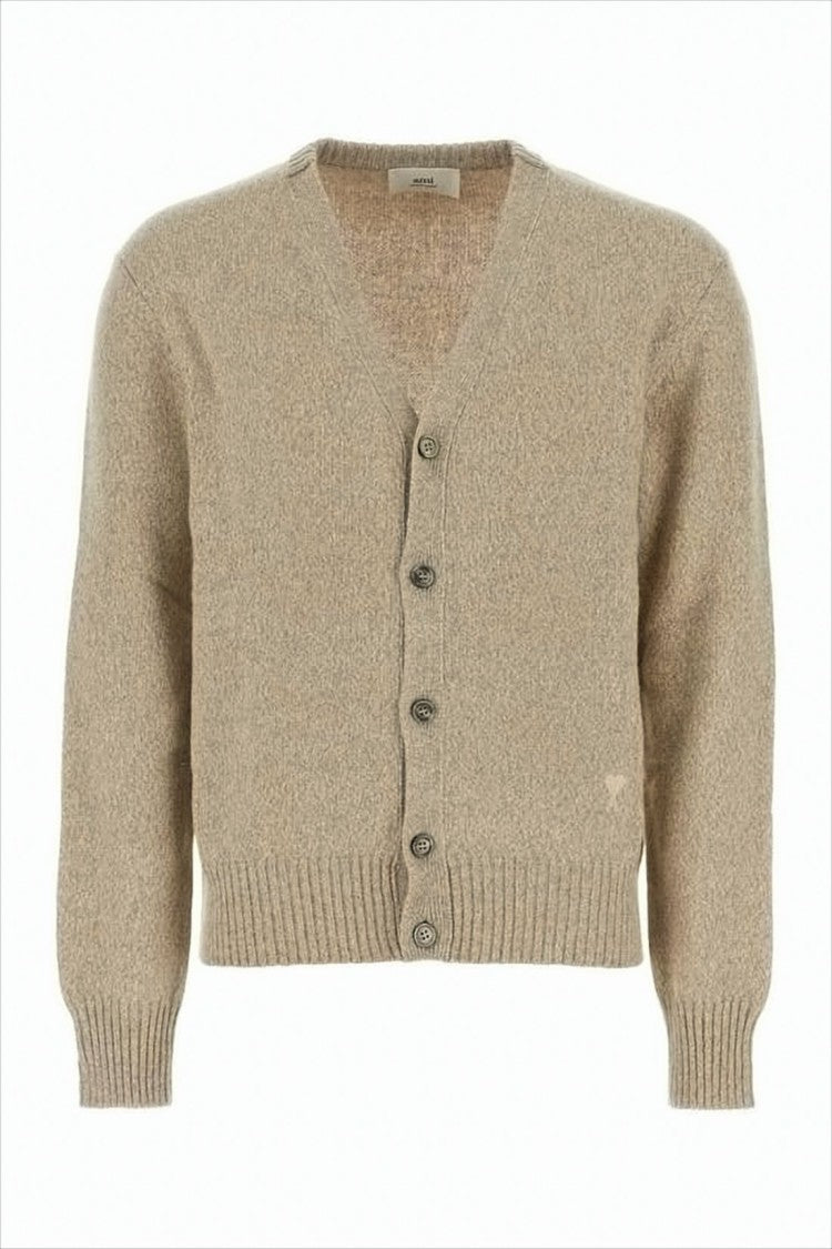 Ami Cropped Cashmere And Wool Blend Cardigan