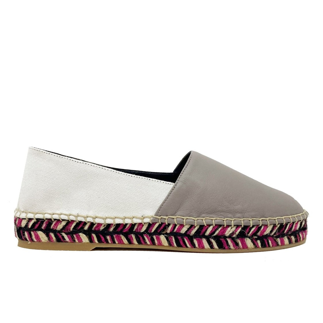 Off-White Leather Espadrilles With Canvas Detailing