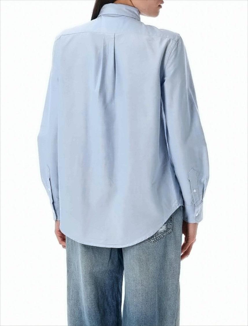 Polo Ralph Lauren Light Blue Textured Button-Up Shirt With Pointed Collar