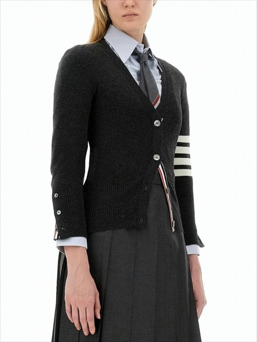 Thom Browne Cashmere V-Neck Cardigan With Striped Accents