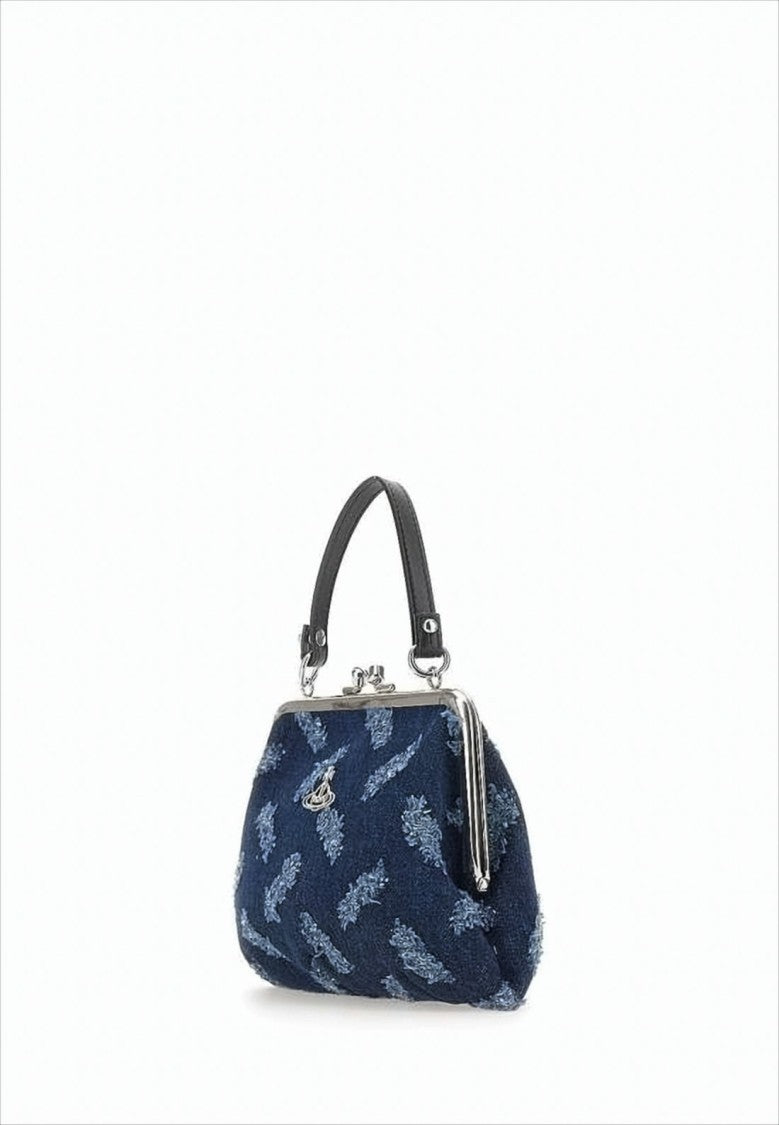 Vivienne Westwood Textured Cotton Shoulder Bag With Silver-Tone Frame