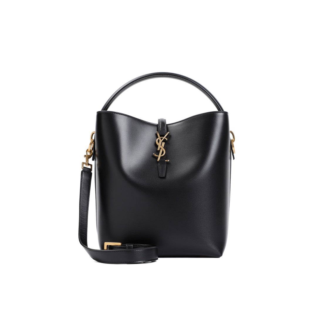 Saint Laurent Structured Black Calf Leather Handbag