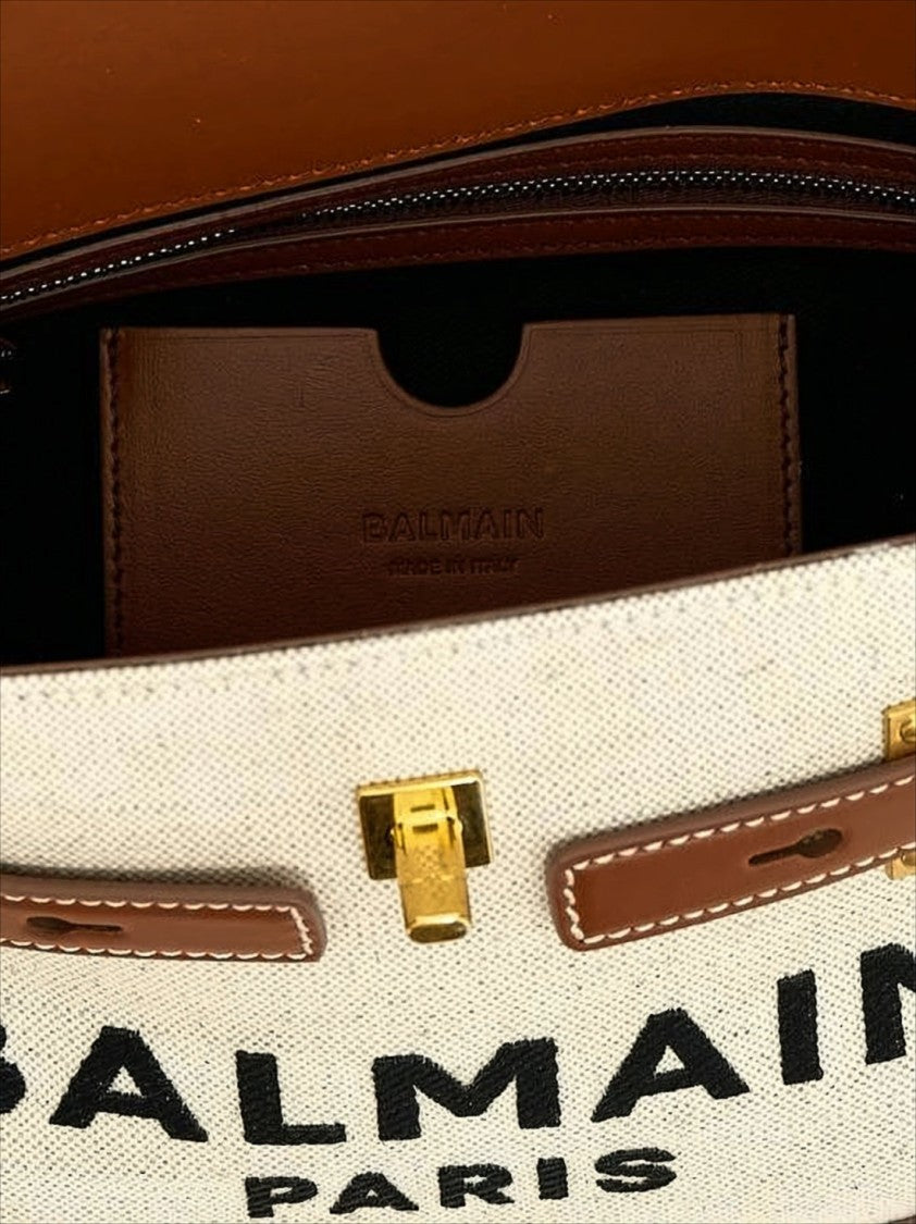 Balmain Canvas And Calf Leather Tote Bag
