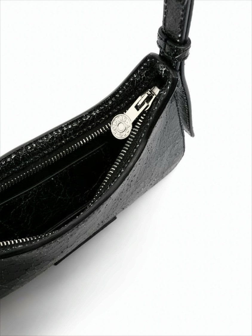 Acne Studios Textured Leather Shoulder Bag With Cracked Effect