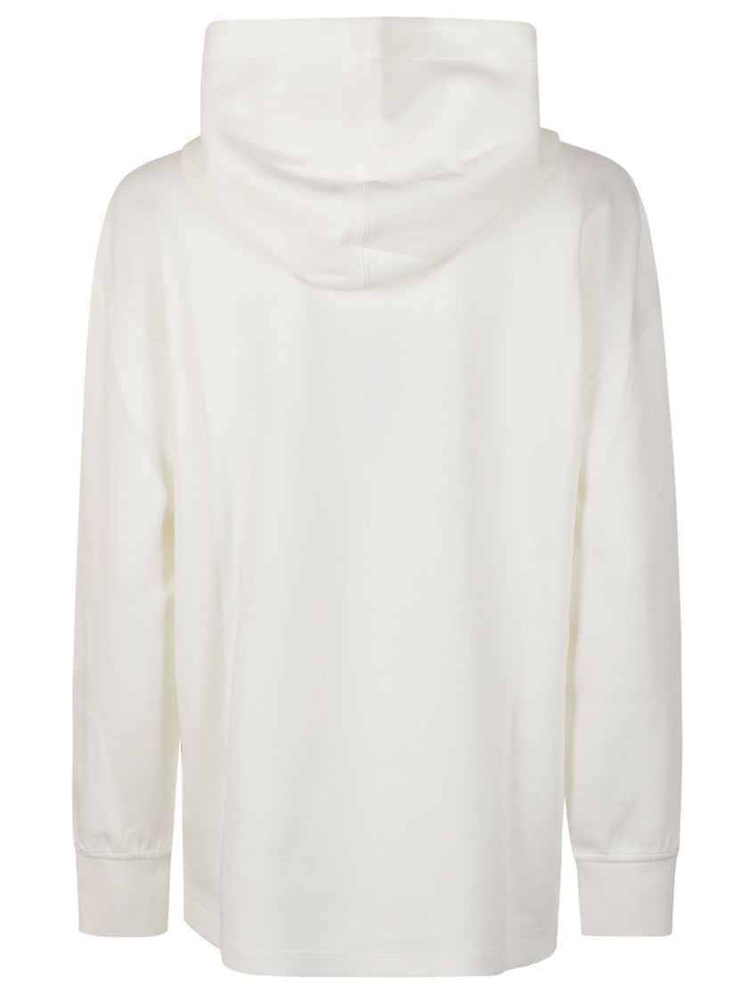 Max Mara Hooded White Sweater With Embossed Logo Detail