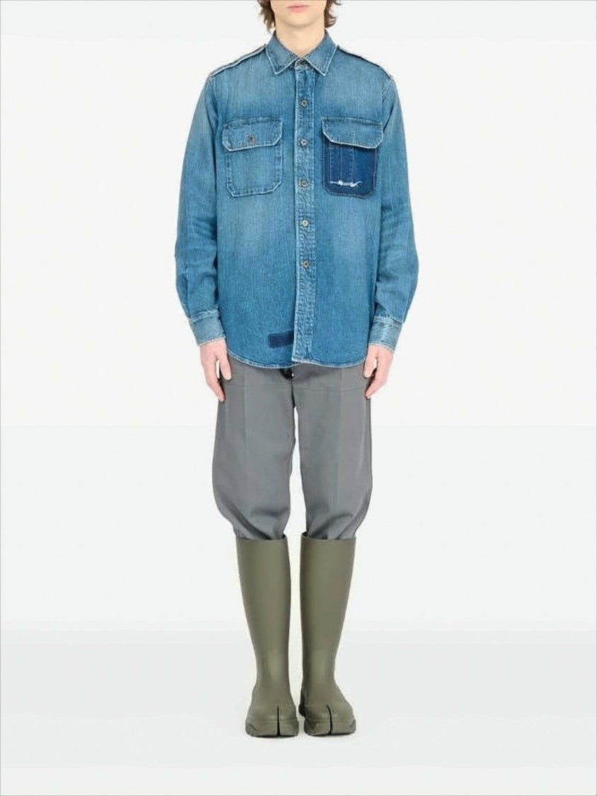 Maison Margiela Denim Long-Sleeve Shirt With Classic Collar And Chest Pockets