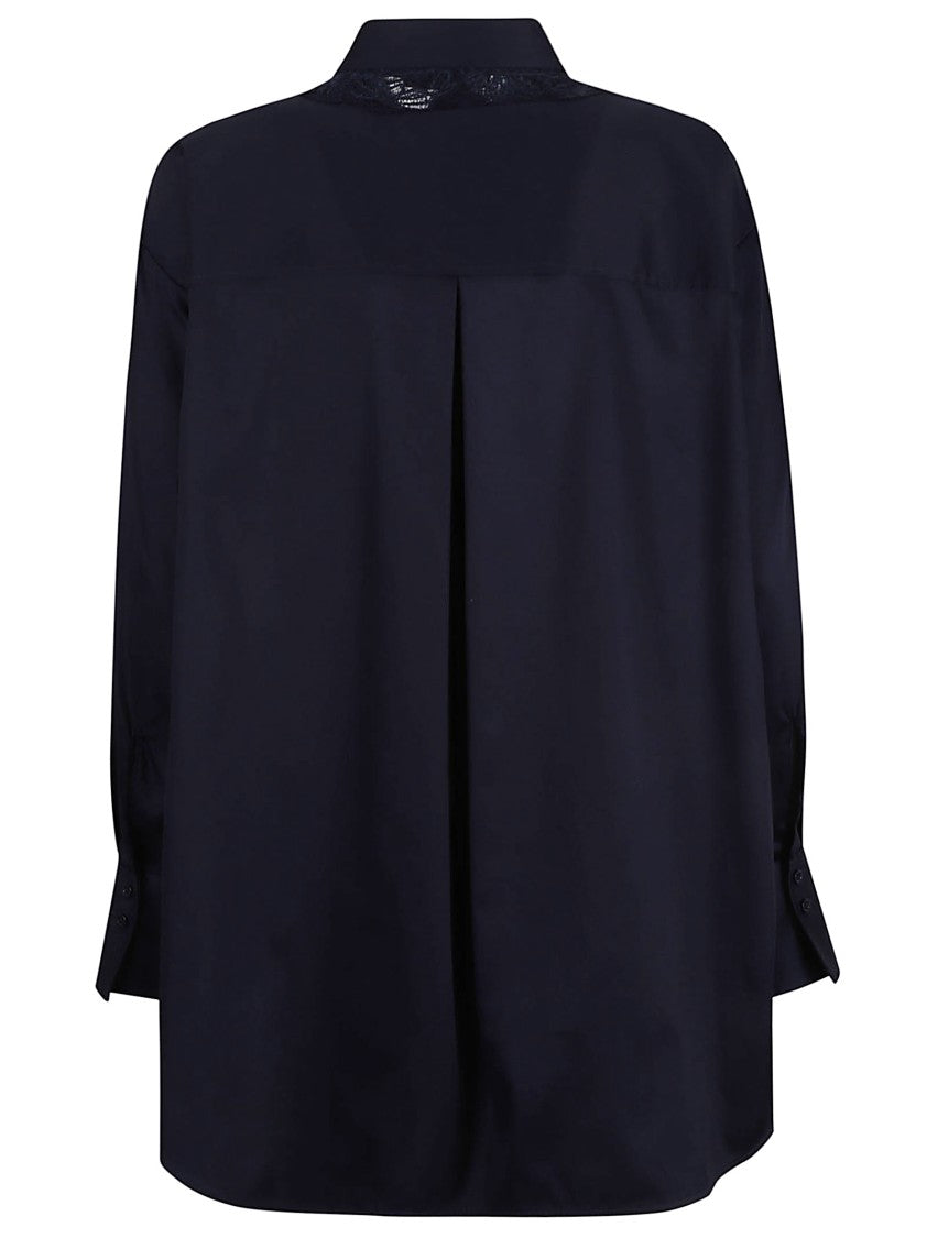 Ermanno Scervino Lace Accent Black Shirt With Classic Collar