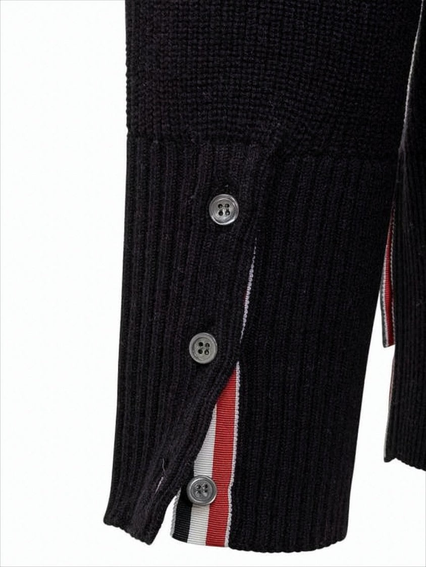 Thom Browne Textured Knit Sweater With Signature Stripes