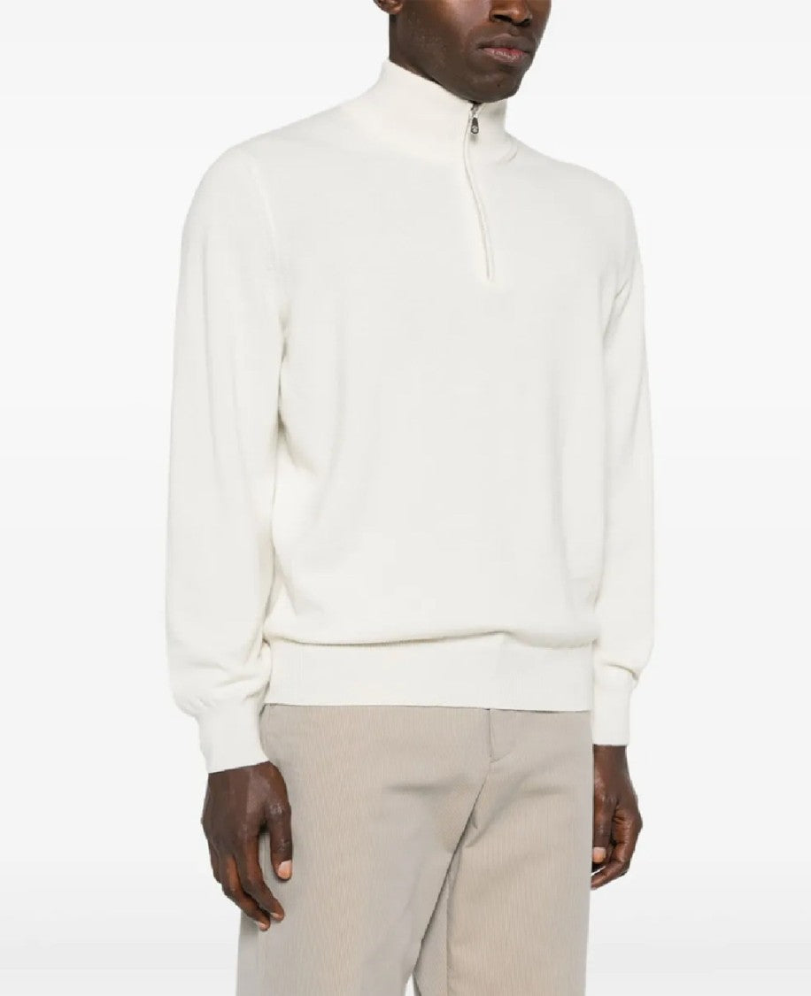 Brunello Cucinelli Half-Zip Knit Pullover With Fitted Silhouette