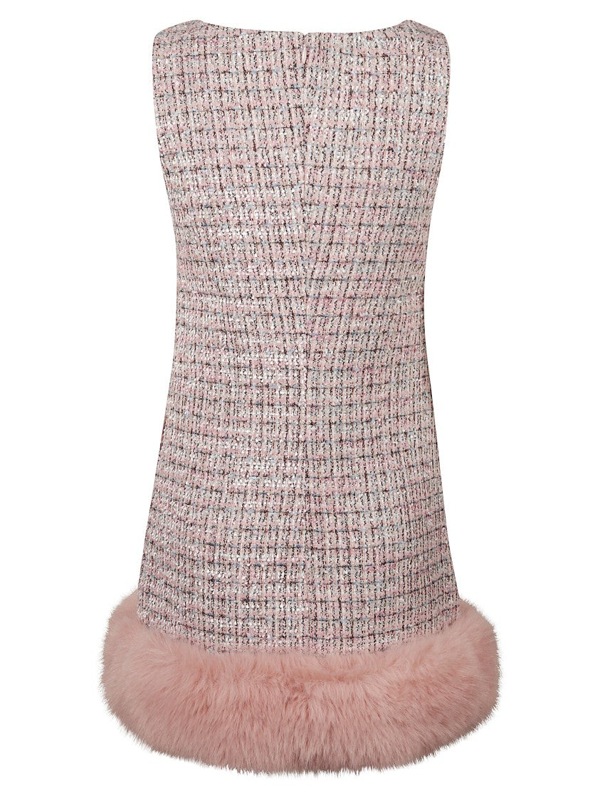 Self-Portrait Mini Dress With Bouclé Fur Hem