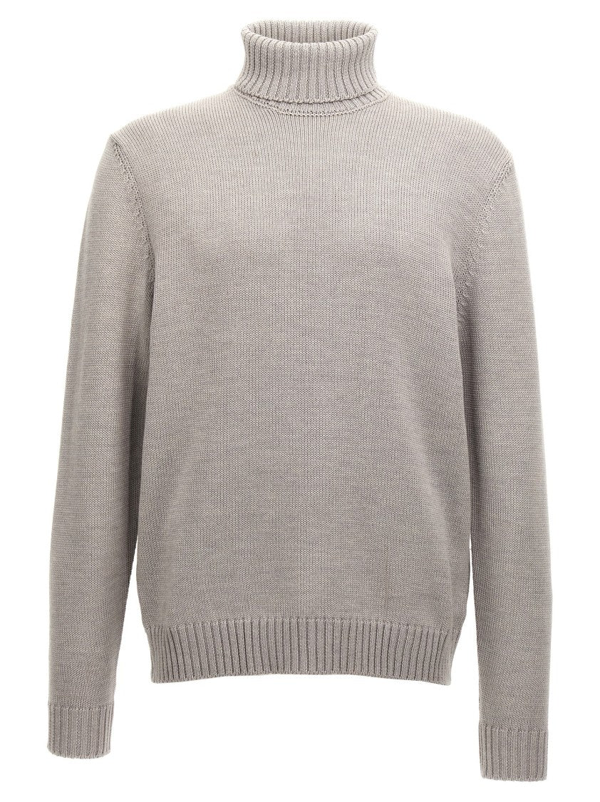 Zanone Wool Turtleneck Sweater With Classic Knit Texture