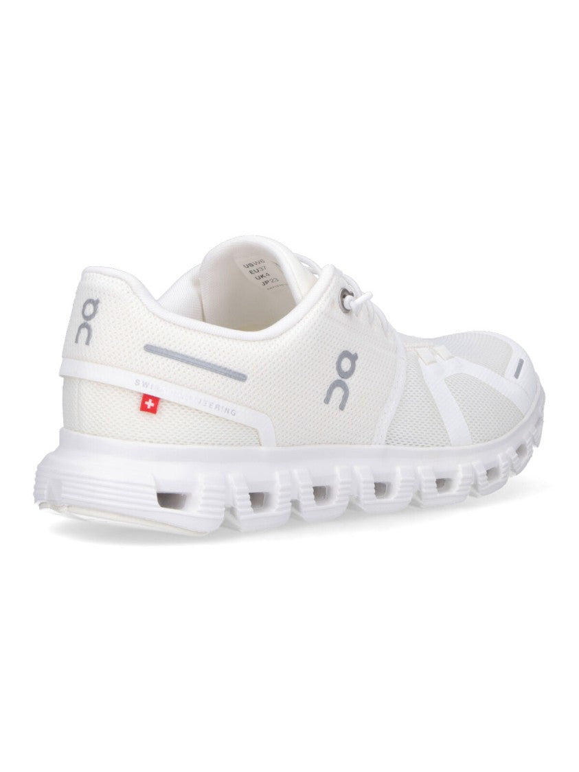On Rounded Toe White Mesh Sneakers