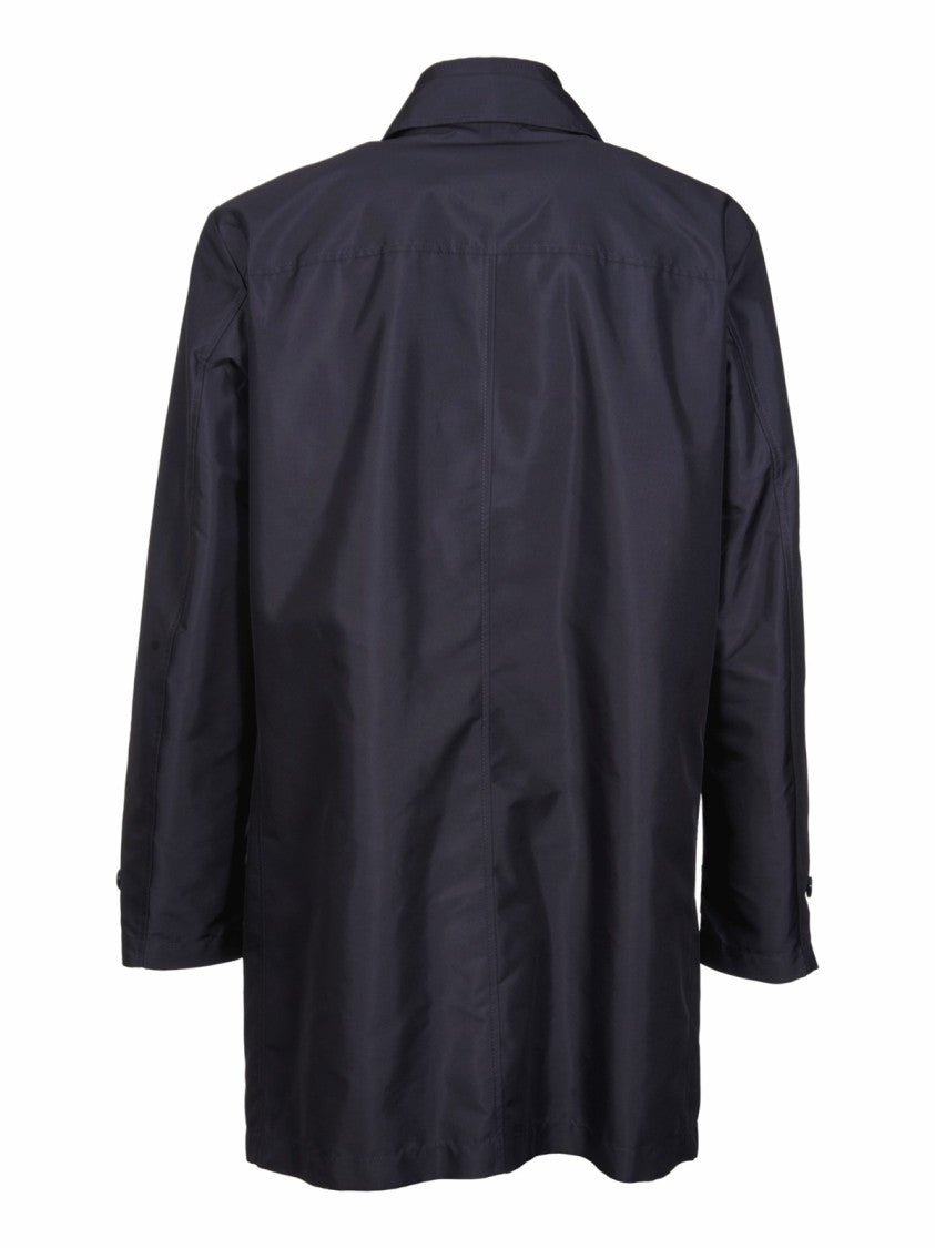 Fay Long Minimalist Coat With Classic Collar