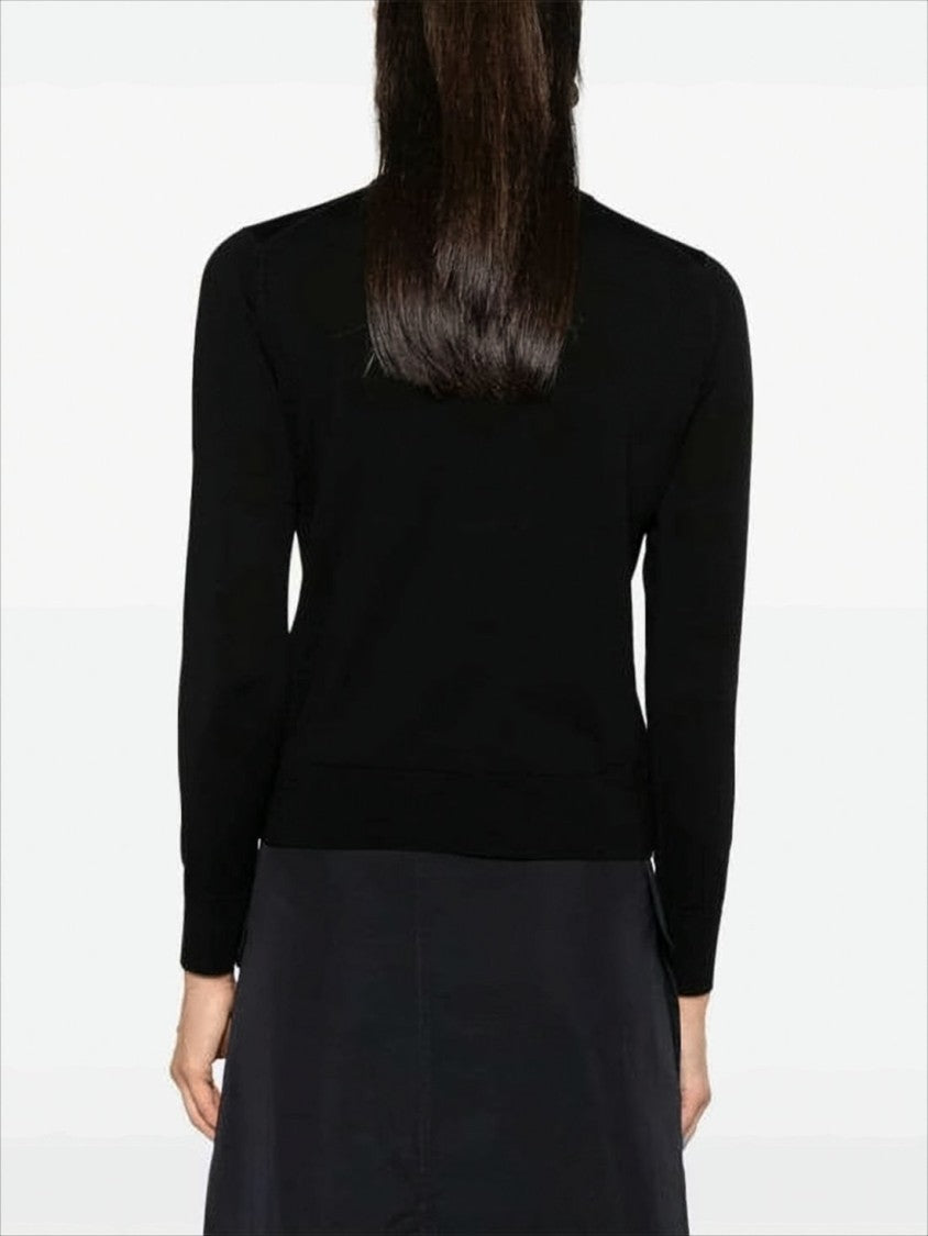 Maison Kitsuné Fitted Black Wool Sweater With Embroidered Fox Logo