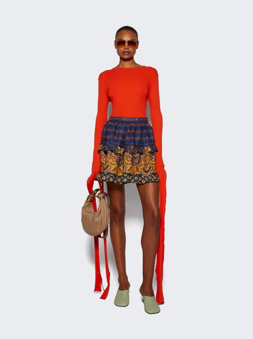Valentino Voyage Imaginaire Linen Skirt Indigo
