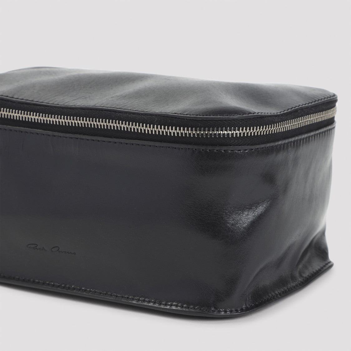 Rick Owens Rectangular Black Leather Medium Beauty Pouch