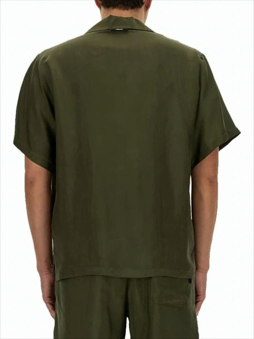 Msgm Short-Sleeve Cupro Shirt With Classic Collar