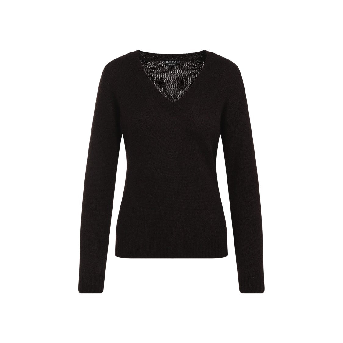 Tom Ford Seamless V-Neck Brown Cashmere-Silk Top