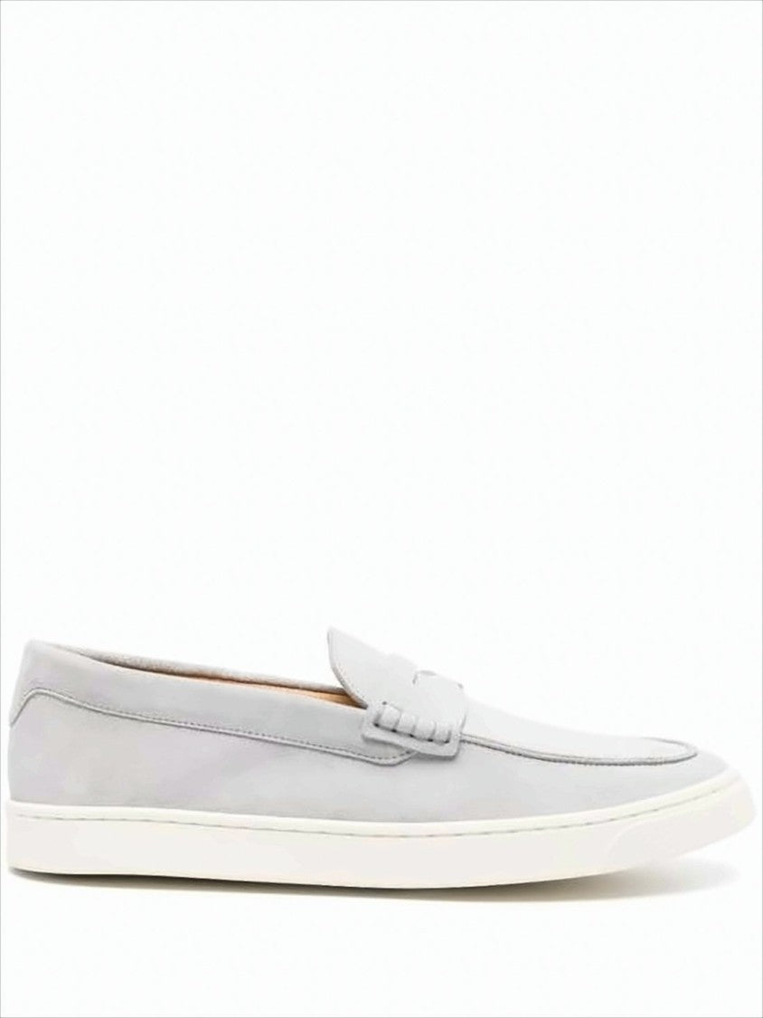 Brunello Cucinelli Grey Suede Loafers With Design